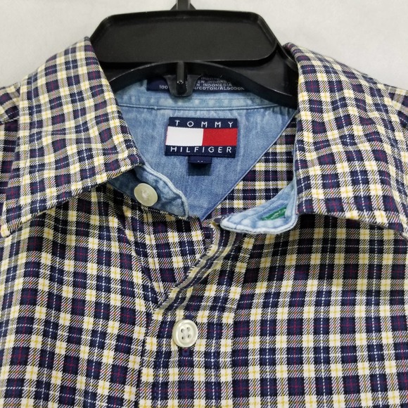 Tommy Hilfiger Men's Shirt Medium Blue Plaid Check  Long Sleeve - Picture 2 of 10